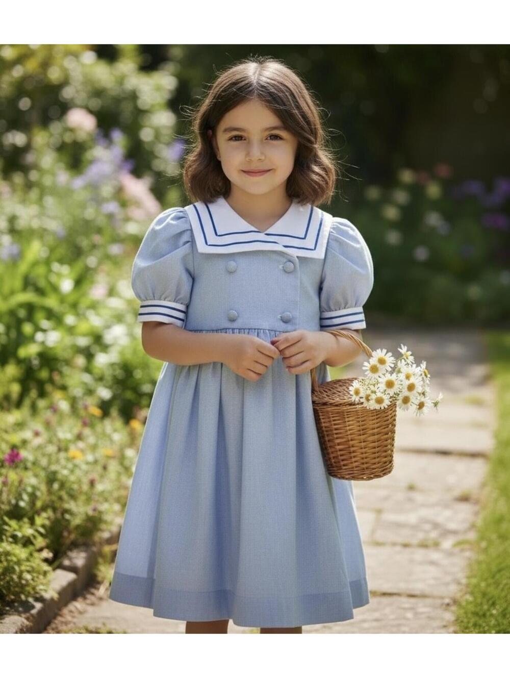 Girls Sailor Collared Dress by Manhatten, Sz 4, Made in Canada, Party , School
